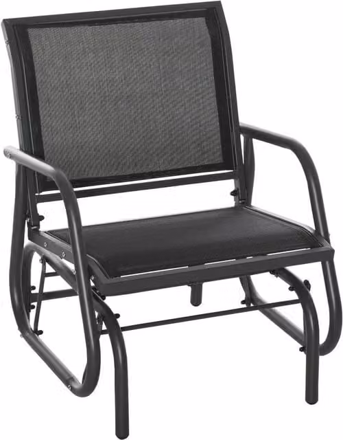 Kelvenix Modern Outdoor Gliding Swing Chair Garden Seat in Black and Grey Metal