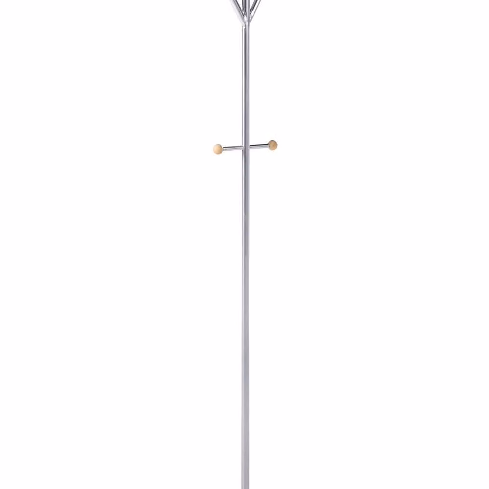 Wyld and Coco Silver Freestanding Curved Coat Rack with Wood Accents, Height: 130 cm – 2