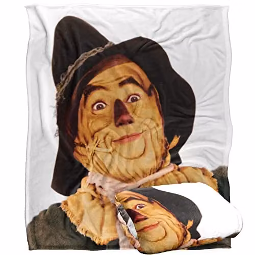 LOGOVISION The Wizard of Oz Vintage Scarecrow Super Soft Fleece Throw Blanket, W/D/H: 152 x 127 cm, Multicolour and White – 1