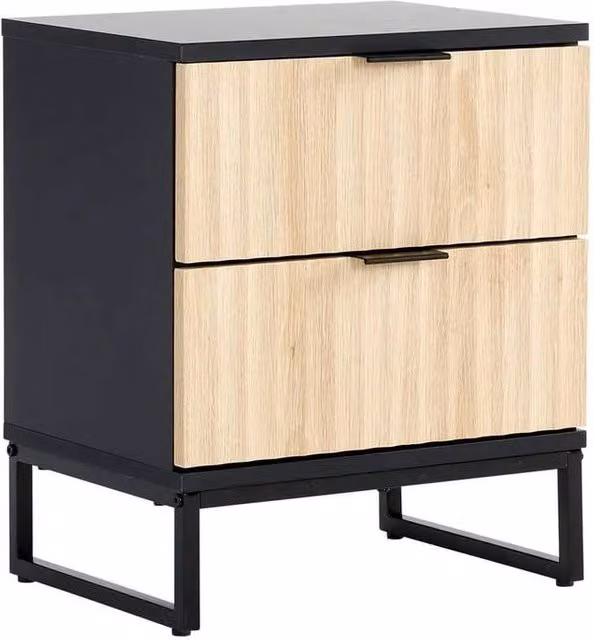VOGREX Modern Black Wood Drawer Bedside Cabinet Bedroom Organiser – 1