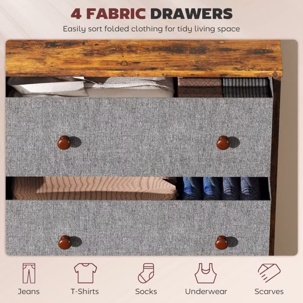 STILVORA Modern 4 Drawer Grey Chest of Drawers with Wooden Structure – 6