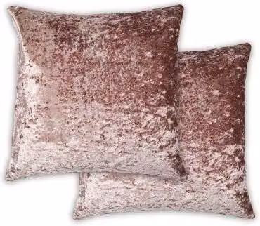 New Edge Blinds Pink Crushed Velvet Square Cushion Cover, W x D: 43 x 43 cm