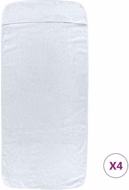 Berkfield Home Soft Cotton Terrycloth Beach Towels, 4 Pack, White, W: 60 cm, L: 135 cm, 400 GSM