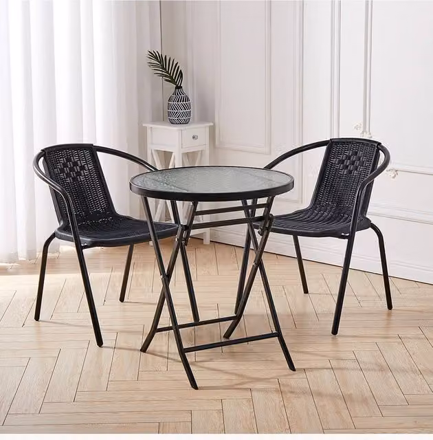 Living and Home Bachmann 2 Seater Dining Bistro Set in Black