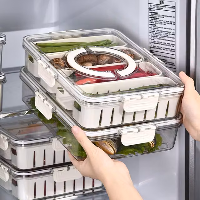 Lifeideas Plastic Clip Draining Storage Container with Compartments, White, W: 23.5 cm, H: 7 cm