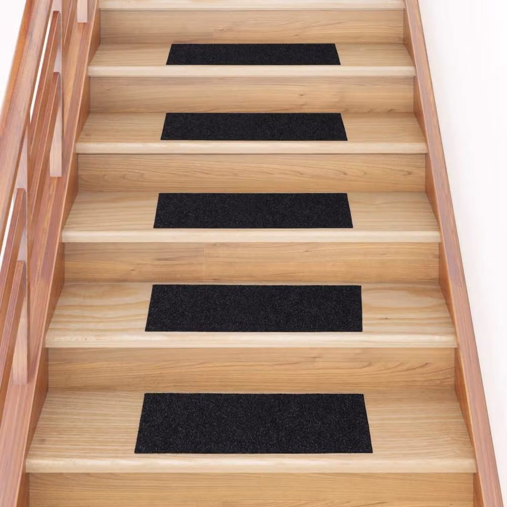 Berkfield Home Self-adhesive Rectangular Stair Mats, 15 Pieces, Black, W: 60 cm, D: 25 cm – 2