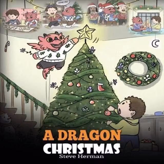 A Dragon Christmas by Steve Herman, White and Multicolour Paper Book
