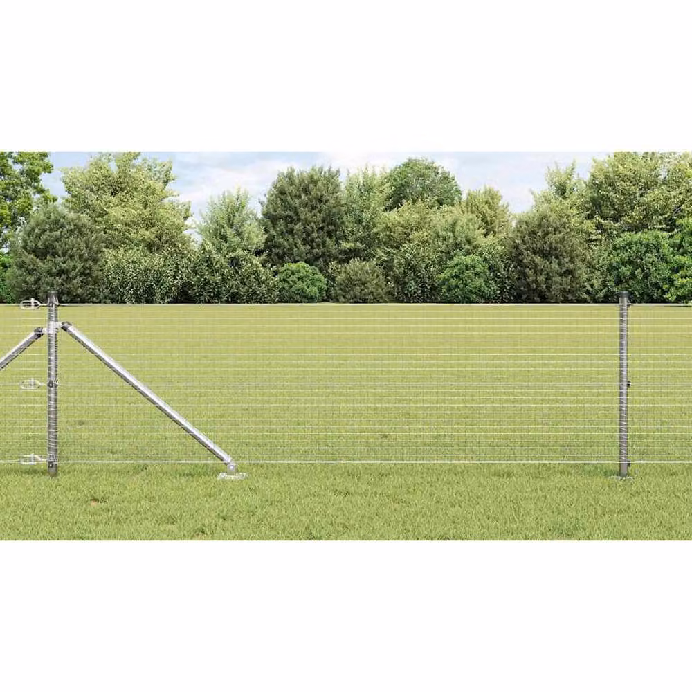 Berkfield Home Modern Welded Wire Fence with 13 Spike Posts, Galvanised Steel, Silver/Grey, 0.8 x 100 m – 2