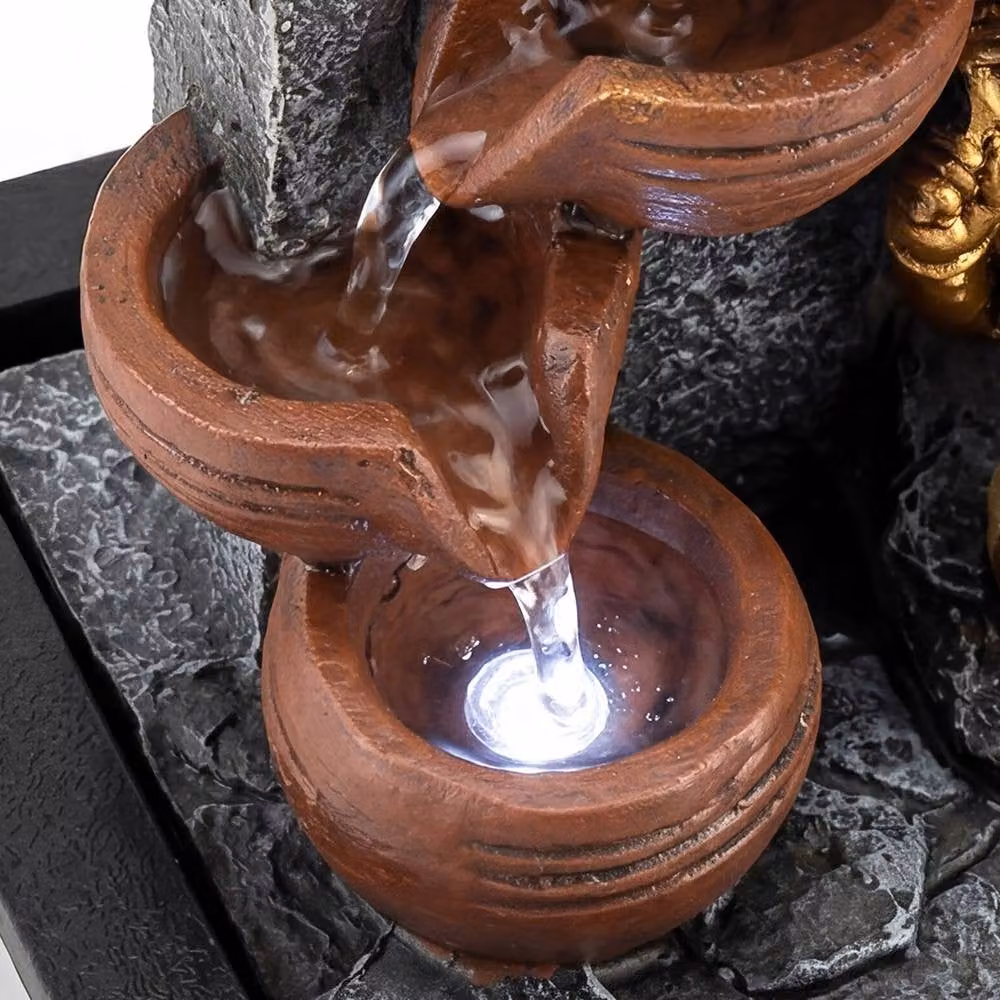 Spector Bronze Tabletop Water Fountain with LED Light and USB Power – 4