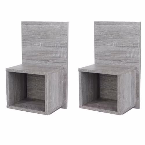 Core Products Kelly Pair of Wall-Mounted Compact Bedside Tables in Grey Oak