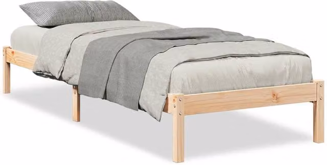 Berkfield Home Extra Long Solid Wood Pine Bed Frame in Beige, W: 90 cm, L: 220 cm