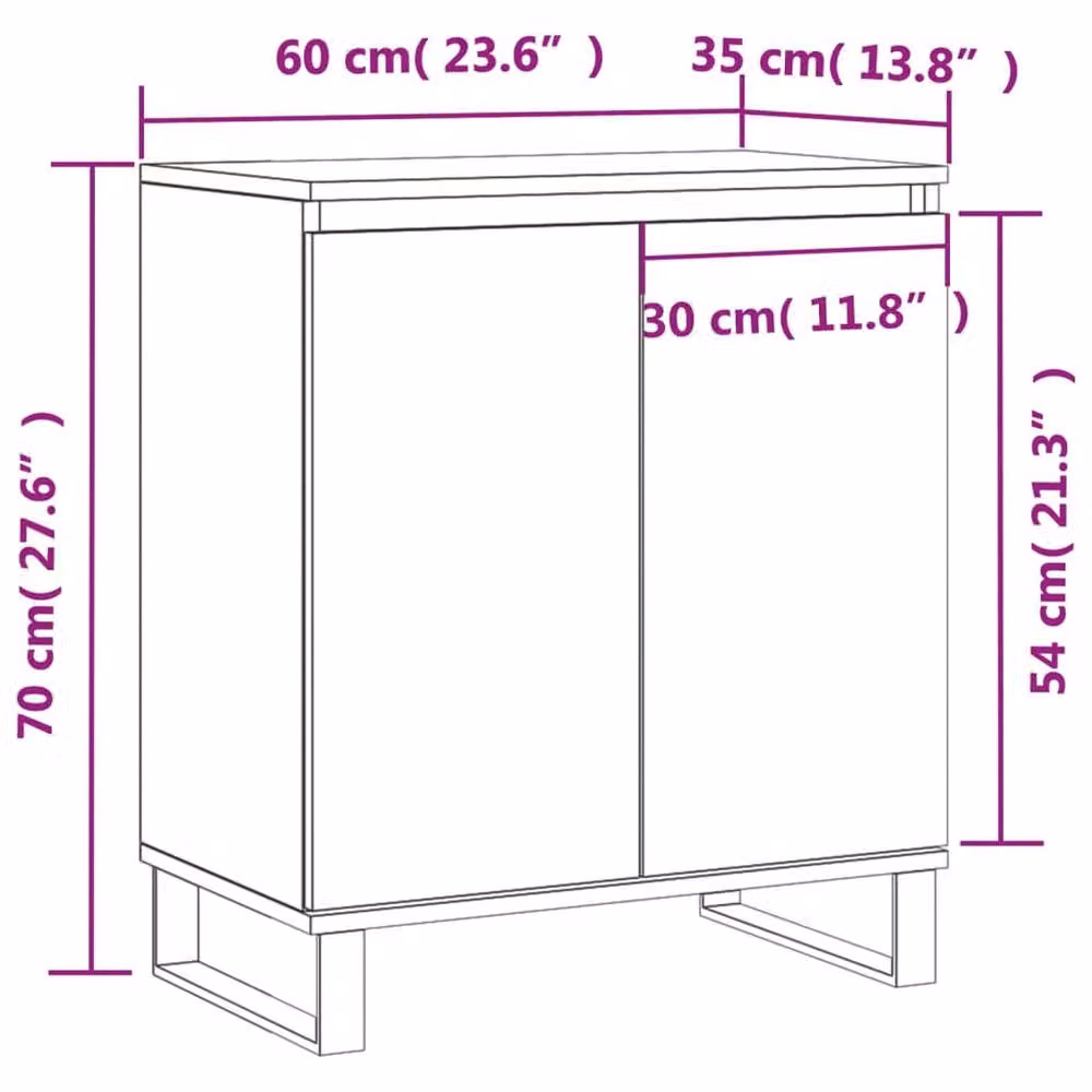 Berkfield Home Grey Sonoma Sideboard in Engineered Wood, W/D/H: 60 x 35 x 70 cm – 4
