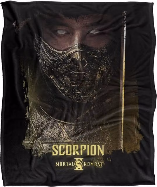 Warner Bros. Mortal Kombat 2 Scorpion Portrait Super Soft Polyester Throw Blanket, Multicolour, Extra Large – 1