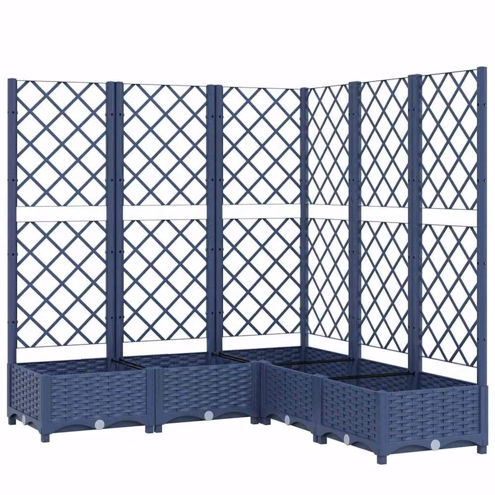 Berkfield Home Garden Planter with Trellis in Dark Grey and Blue, W/D/H: 120 x 120 x 121.5 cm – 3
