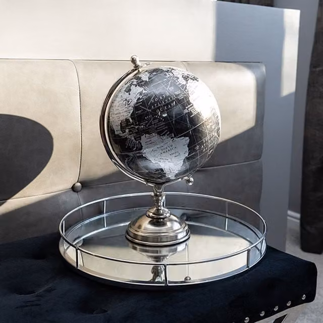 Madison & Mayfair Elegant Black and Silver Metal Decorative Tabletop Globe