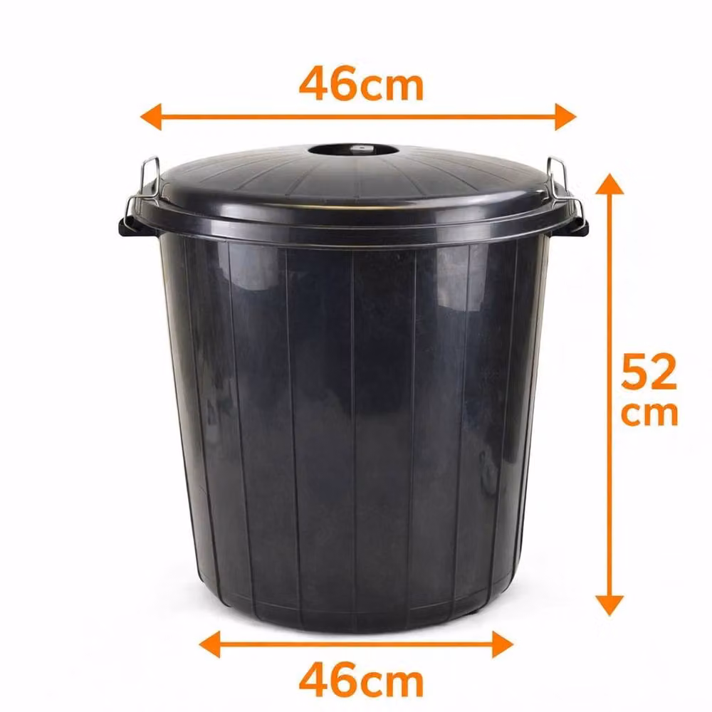 KORVIXA 50 Litre Black Plastic Bin with Flip Lid – 2