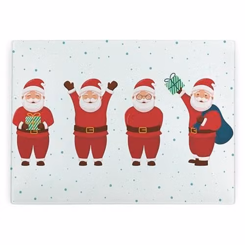 Purely Home Christmas Glass Rectangular Chopping Board in Multicolour with Non-Slip Feet, W: 39 cm, D: 28.5 cm