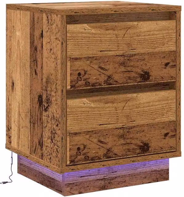 Berkfield Home Bedside Cabinet with Integrated LED Lights in Brown Wood, W/D/H: 39 x 34.5 x 50 cm – 1