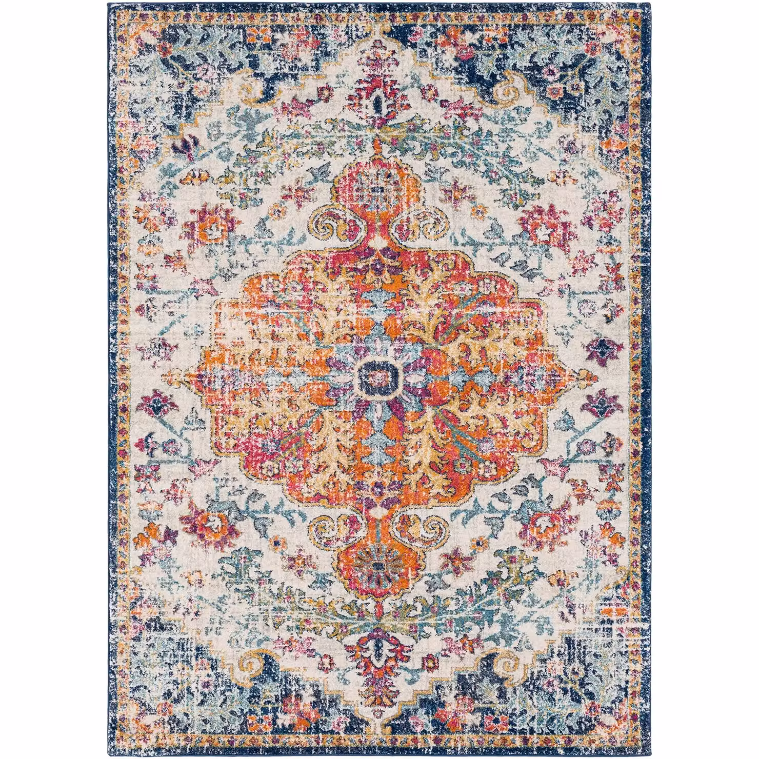 Livabliss Asmara Vintage Boho Style Multicolour Rug, Blue and Orange, W: 80 cm, L: 150 cm – 2