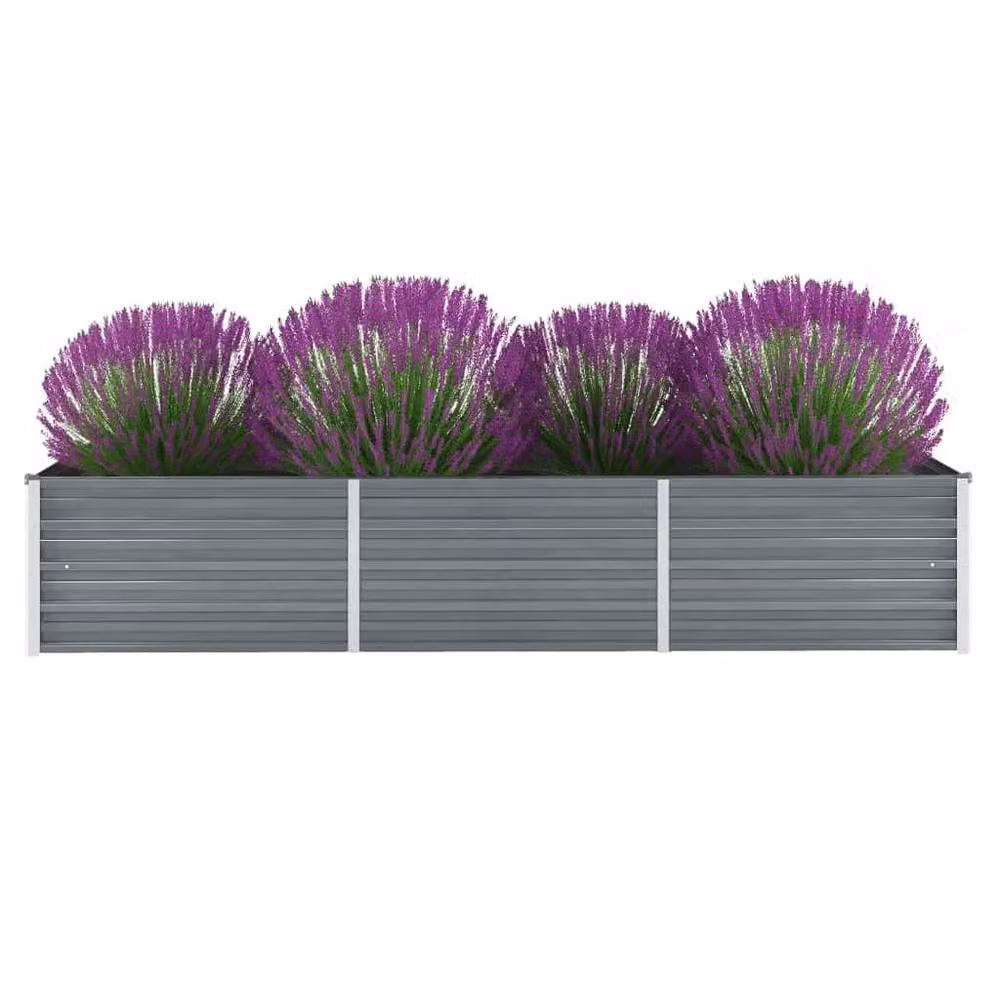 Berkfield Home Garden Galvanised Steel Raised Bed, Grey, W/D/H: 240 x 80 x 45 cm – 2