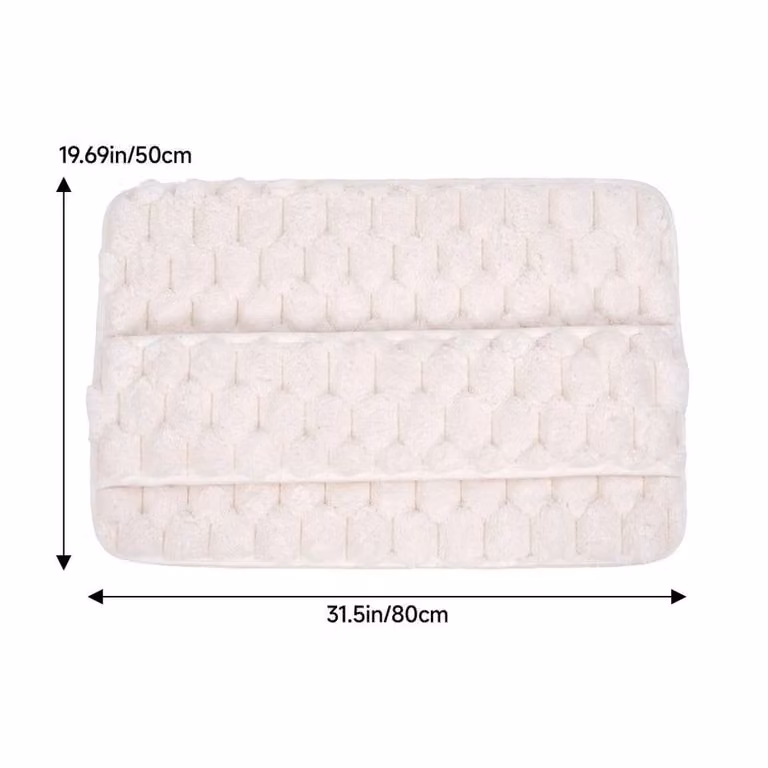 KORVIXA Beige Memory Foam Rectangular Bathroom Mat, W: 50 cm, D: 80 cm