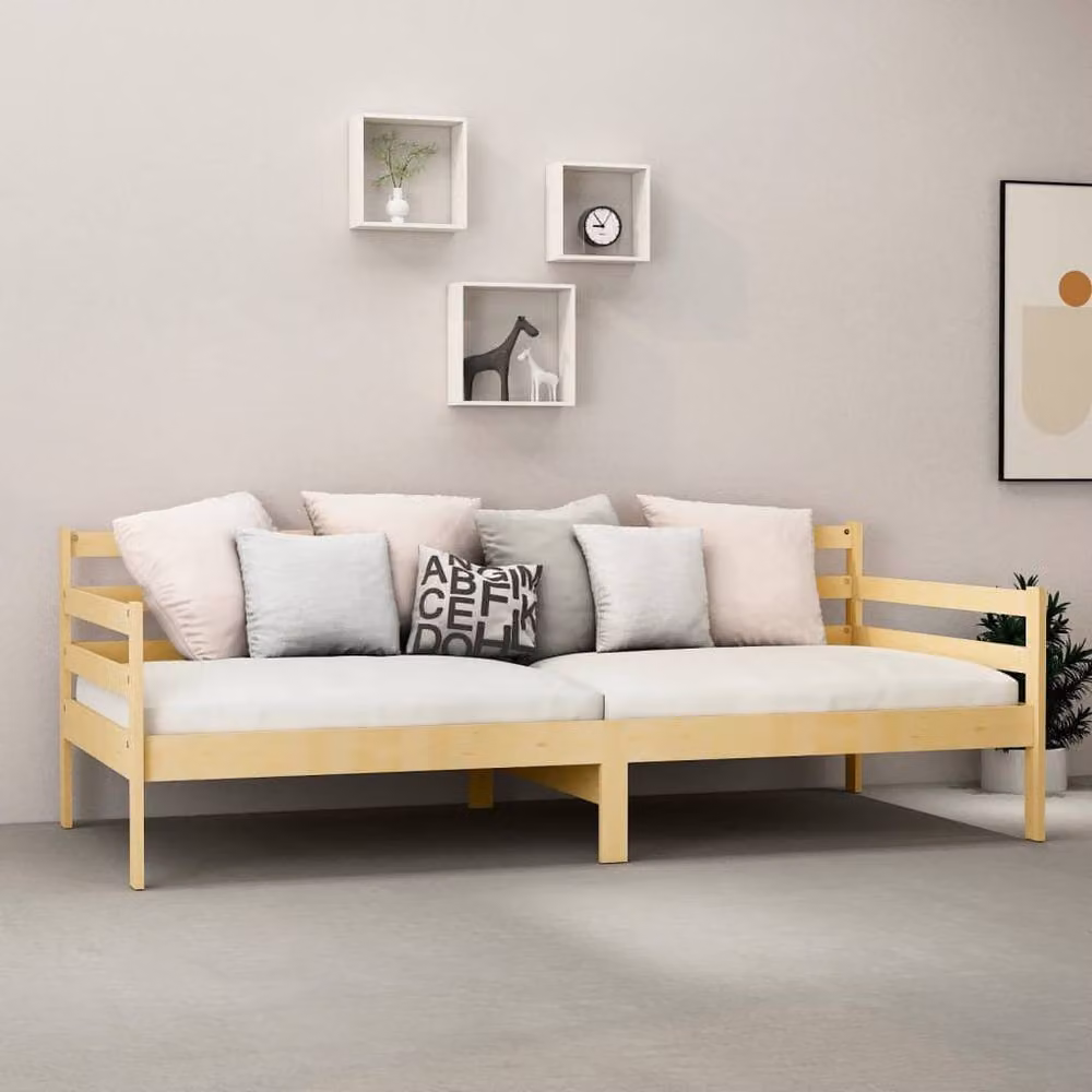 Berkfield Home Scandinavian Day Bed in Natural Solid Pinewood, W/D/H: 90 x 200 cm – 2