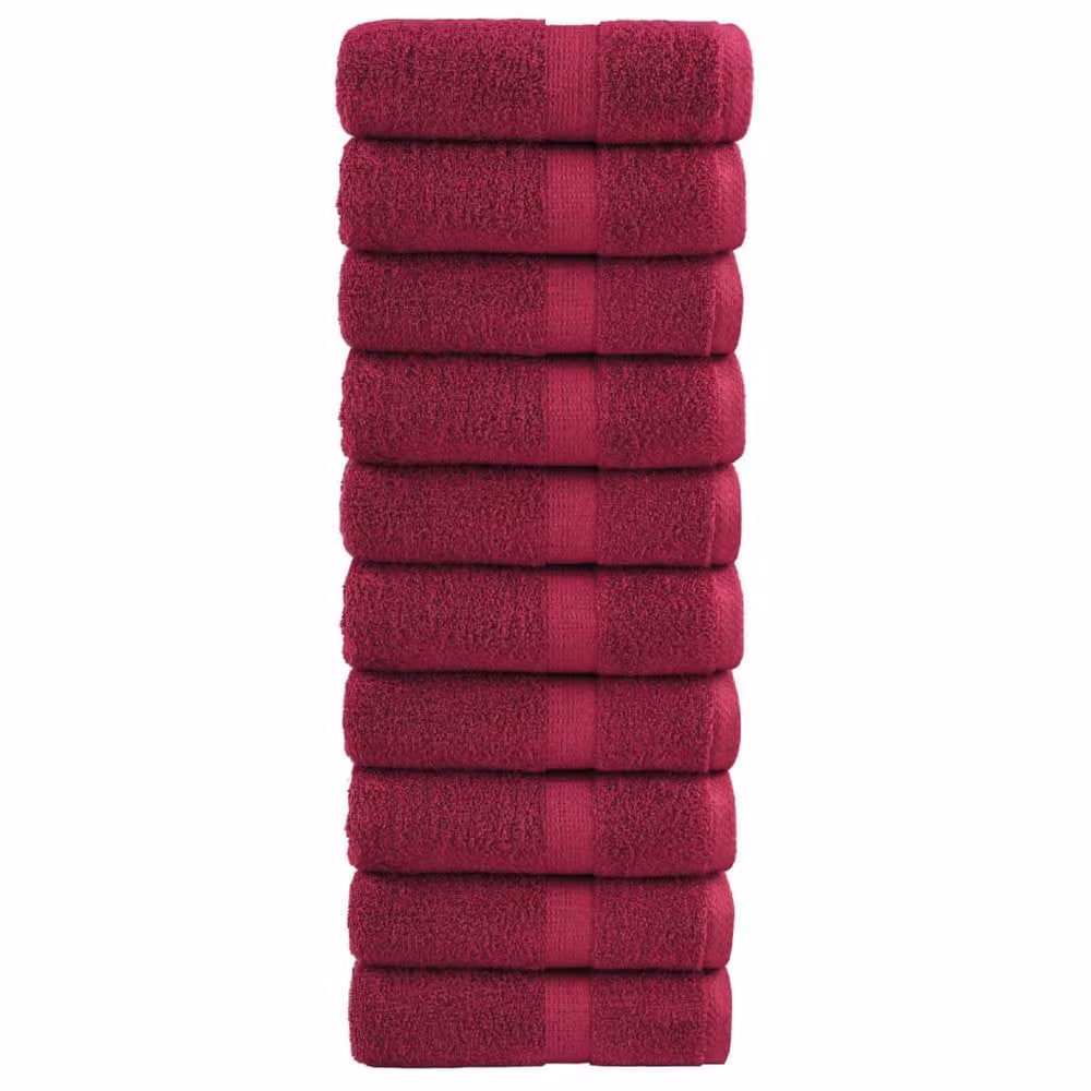Berkfield Home SOLUND Premium Cotton Soap Towels, Bordeaux Red, 10 Pack, W/D/H: 30 x 30 cm, 600gsm – 2