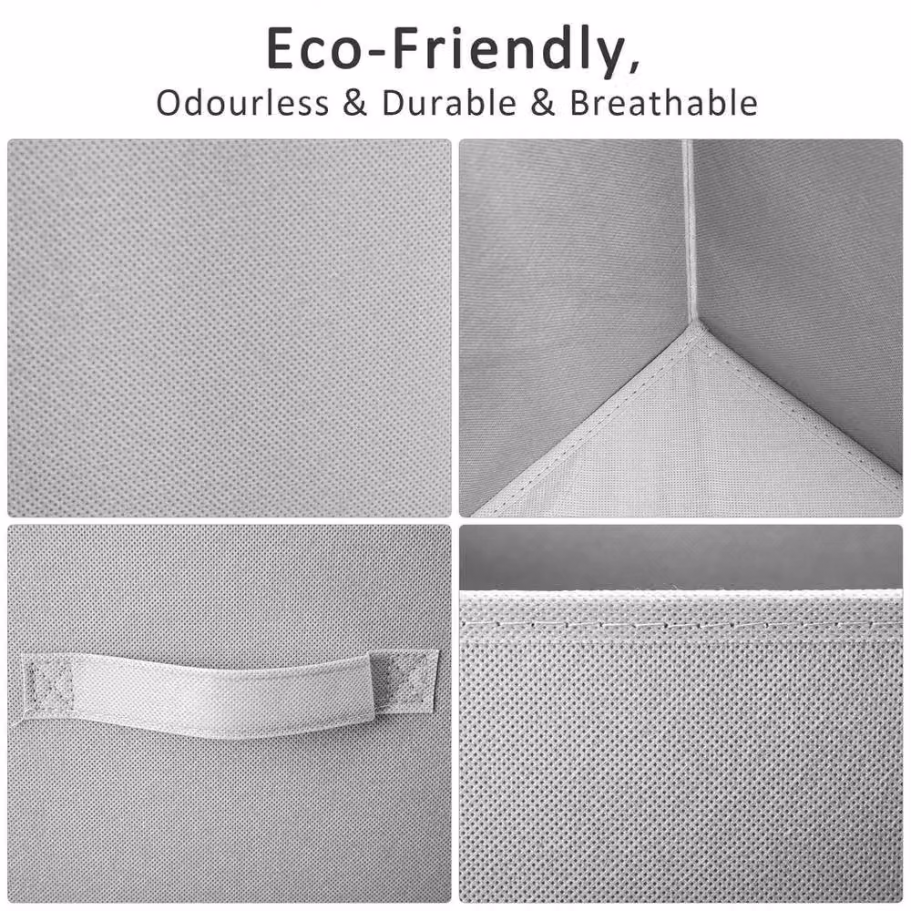 FLAVORA 6-Piece Collapsible Fabric Cube Storage Boxes in Grey, W/D/H: 27 x 27 x 28 cm – 2