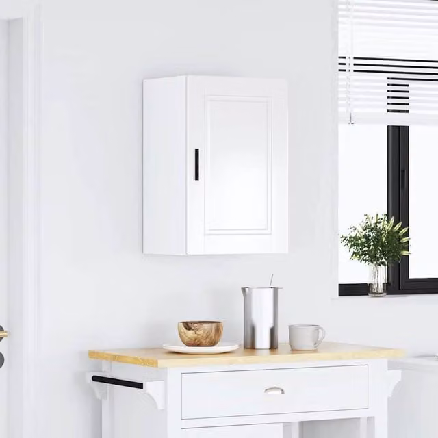 Berkfield Home Porto High Gloss White Engineered Wood Kitchen Wall Cabinet W/D/H: 60.0 x 25.0 x 31.0 cm