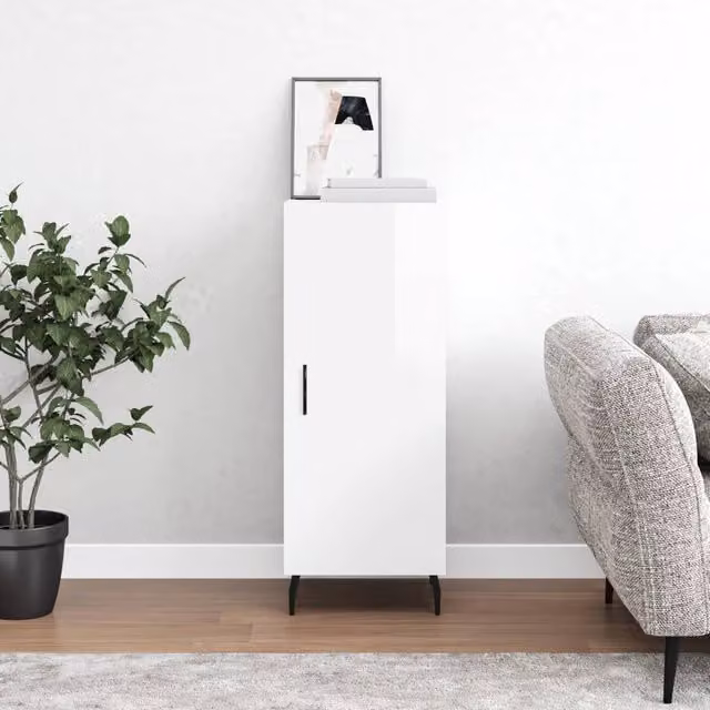 Berkfield Home Modern High Gloss White Sideboard, W/D/H: 34.5 x 34 x 90 cm – 1
