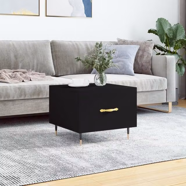 Berkfield Home Modern Square Coffee Table in Black, W/D/H: 50 x 50 x 40 cm