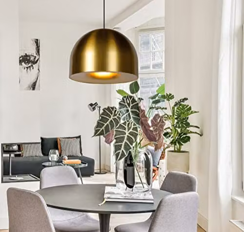 Lucide Akron Pendant Light, Diameter: 50 cm, E27, Gold/Brass and Black/Yellow – 2