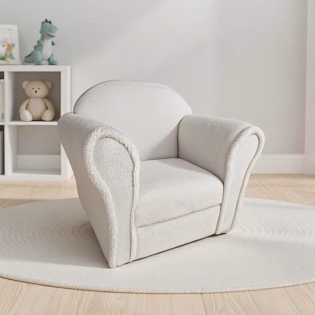 Kidsaw White Bouclé Kids Mini Tub Chair Sofa for Toddlers