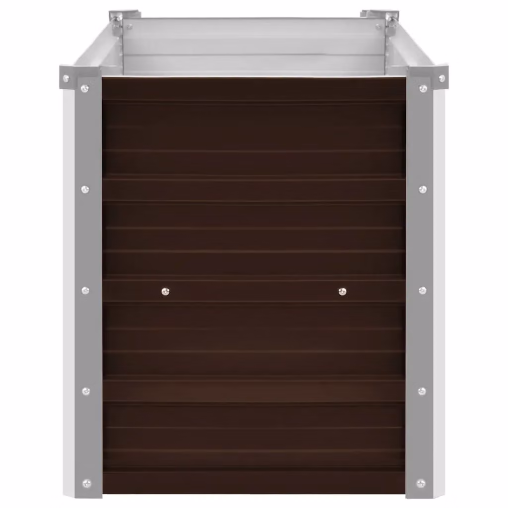Berkfield Home Garden Brown Galvanised Steel Raised Bed W: 100 cm, D: 40 cm, H: 45 cm – 3