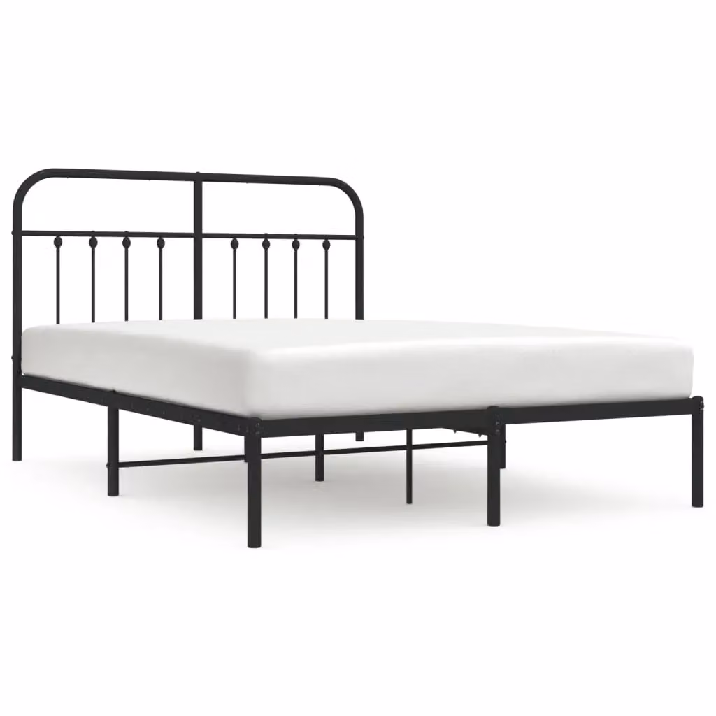 Berkfield Home Metal Bed Frame with Headboard in Black, W/D/H: 140 x 200 cm – 2