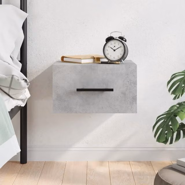Berkfield Home Wall-mounted Bedside Cabinet in Concrete Grey, W/D/H: 35 x 35 x 20 cm
