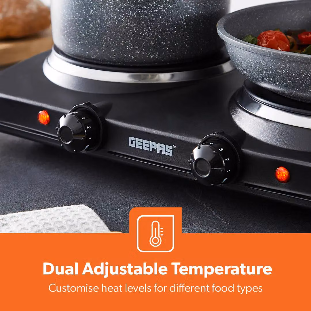 Geepas 2000W Double Ceramic Infrared Portable Electric Cooktop Hob in Black – 4