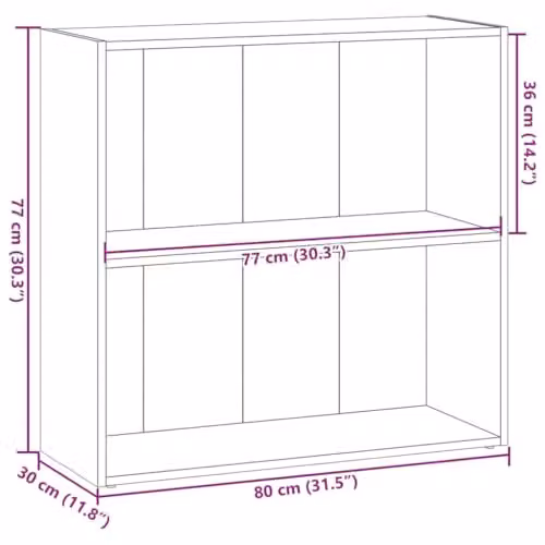 vidaXL Artisan Oak Bookcase in Brown, W/D/H: 80 x 30 x 77 cm – 2