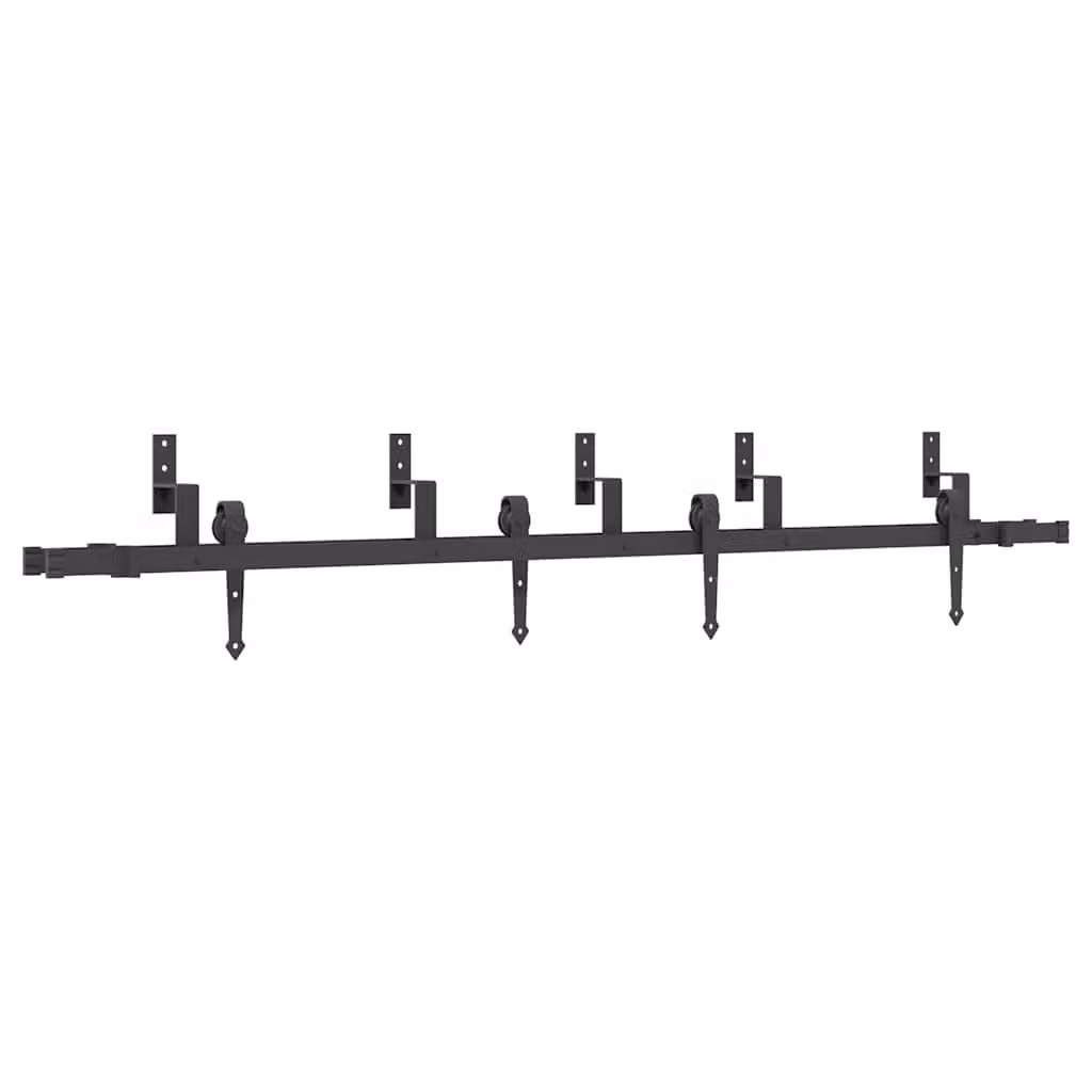 Berkfield Home Sliding Door Hardware Kit 213 in Black Steel – 1