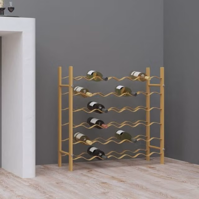 Berkfield Home Gold Metal Wall Mounted Wine Rack for 36 Bottles – 1