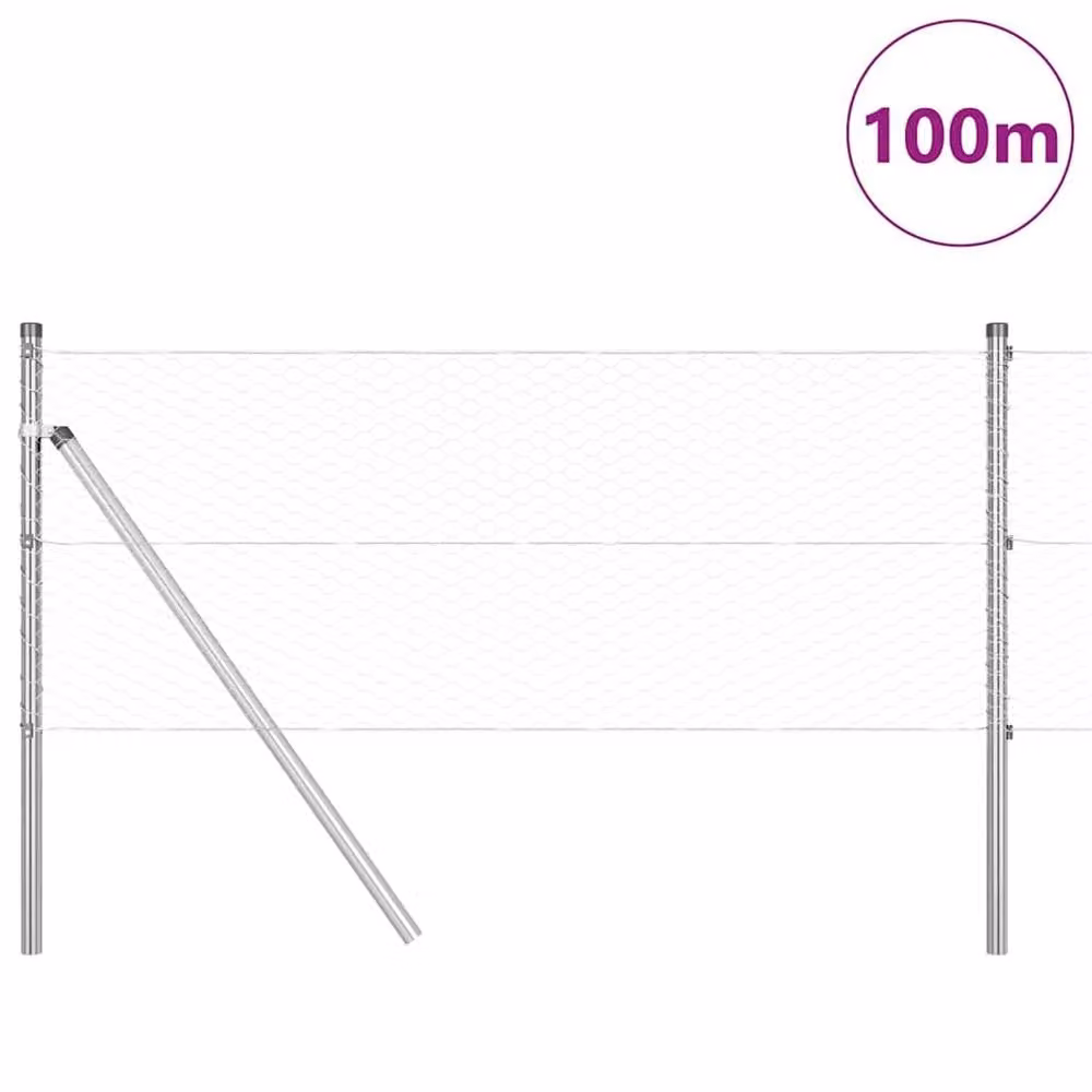 Berkfield Home Hexagon Fence in Silver Galvanised Steel, H: 60 cm x W: 100 m – 2