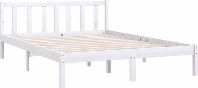 Berkfield Home Modern White Solid Pinewood Bed Frame W/D/H: 205.5 x 160 x 69.5 cm