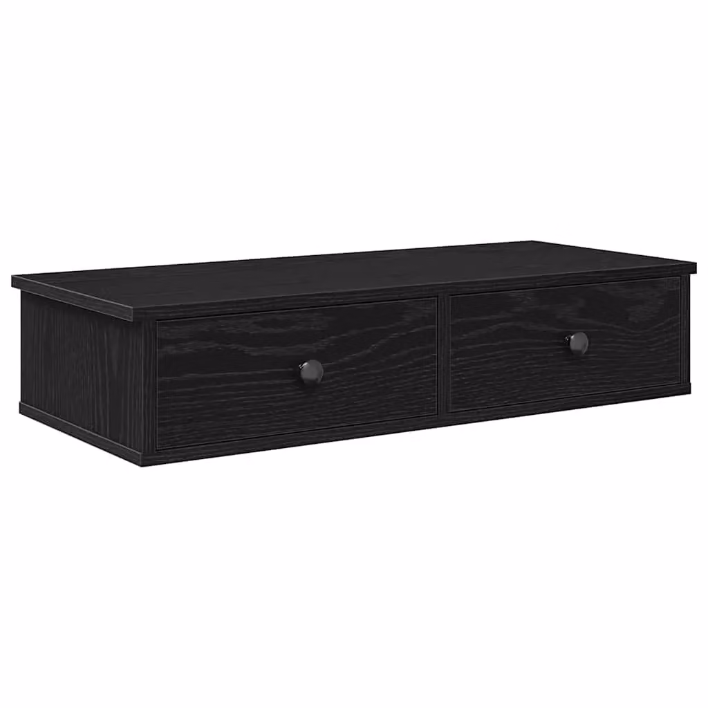 Berkfield Home Wall Shelf with Drawers in Black, W/D/H: 80 x 31 x 17 cm – 2