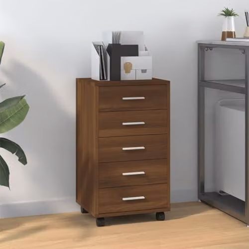 vidaXL Drawer Cabinet with Castors in Brown Oak Engineered Wood – 2