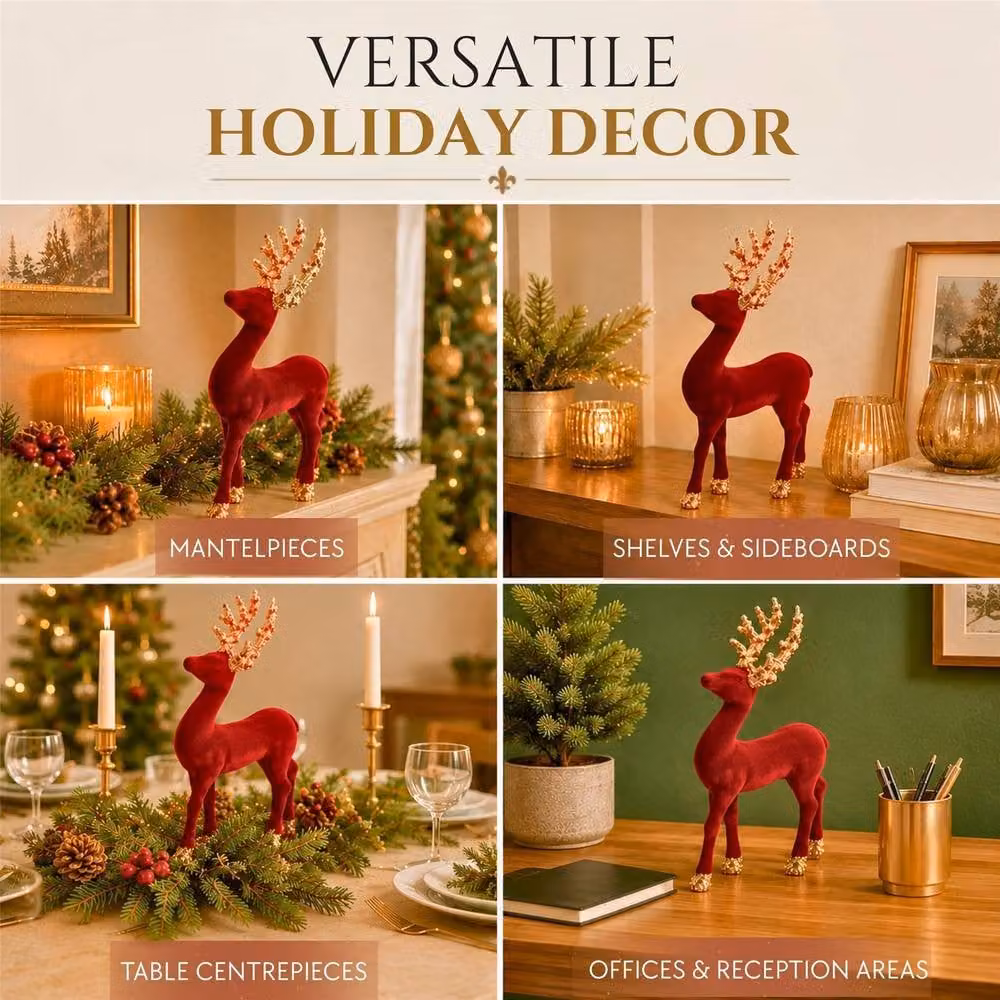 Shatchi Classic Red Christmas Reindeer Tabletop Figurine, Height: 23 cm – 4