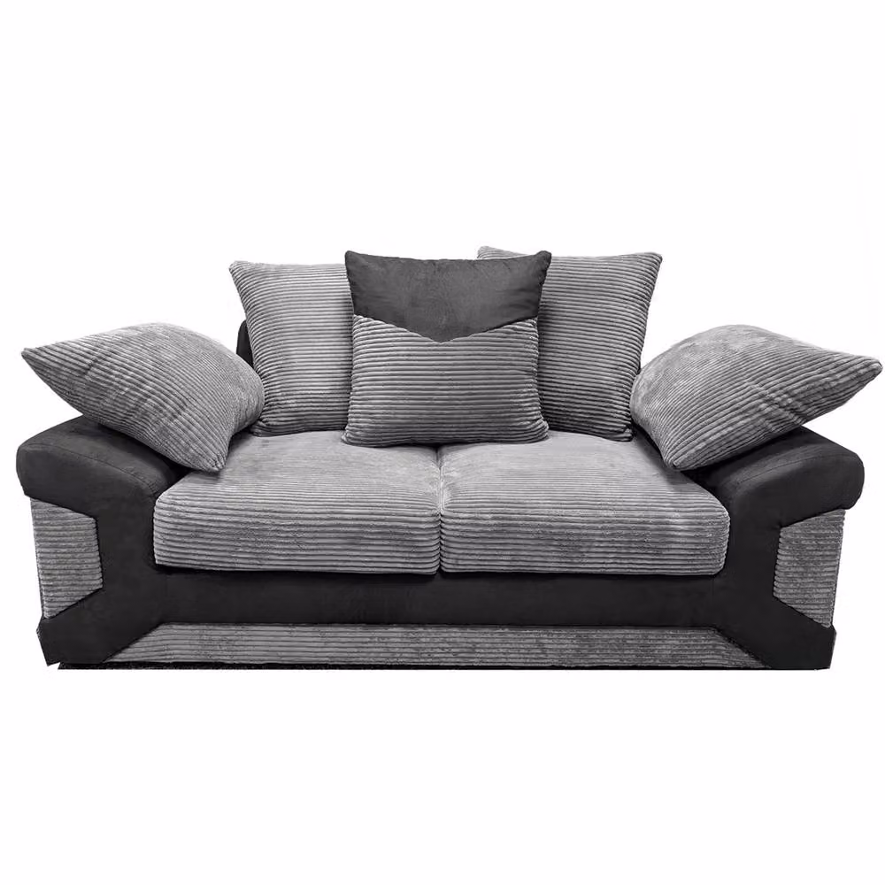 Furnishings For Less UK Dino 2 Seater Fabric Sofa in Grey with Scatter Back Cushions W/D/H: 155 x 90 x 95 cm – 2