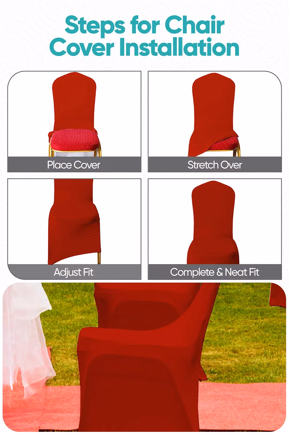 Neel Blue 10-Piece Spandex Arched Front Dining Chair Covers, Stretchable and Washable Slipcovers in Red and Blue – 2
