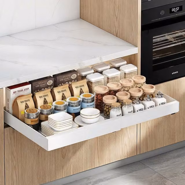 Lifeideas Expandable Pull-Out Plastic Kitchen Drawer Organiser Insert in White