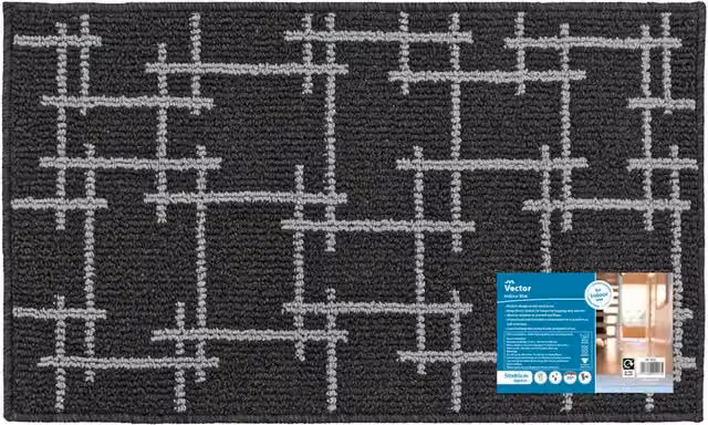 JVL Vector Machine Washable Non-Slip Graphic Doormat in Black and Anthracite