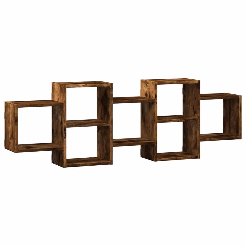 Berkfield Home Wall Shelf in Smoked Oak Brown, W/D/H: 129 x 18 x 42 cm – 2
